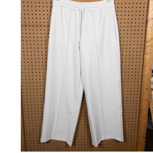 Athleta Womens Wide Leg Pintuck Drawstring Pants Off White Cream Size M